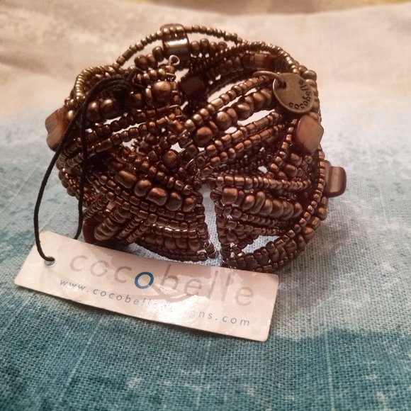 Cocobelle Beaded Cuff Bracelet in Brown NWT - Picture 5 of 8